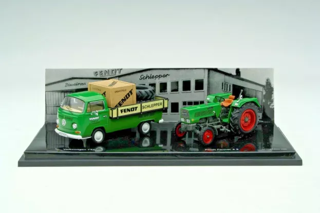 Schuco Volkswagen T2a Pick-up Fendt + Tractor Fendt Farmer 2s 1:43 02877